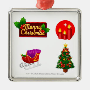 Christmas decorations against white background