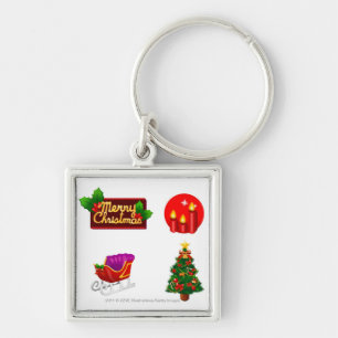 Christmas decorations against white background keychain