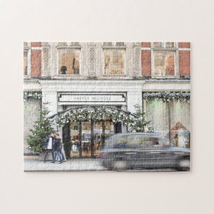 Christmas Decorations and Black Cab, Knightsbridge Jigsaw Puzzle