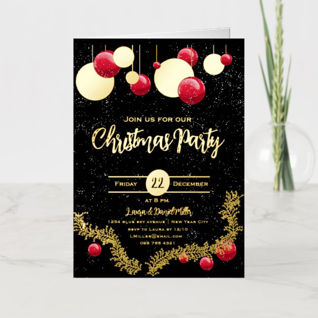 Christmas decorations and snow foil greeting card (Front)