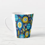 Christmas Decorations Blue Holiday Ornaments Latte Mug<br><div class="desc">This holidays design features a modern pattern of blue, white and chartreuse Christmas ornaments, pine tree branches and winter snowflakes. #christmas #holidays #seasonal #festive #ornaments #baubles #decorations #blue #white #green #pattern #snowflakes #pine #spruce #snow #winter #hanukkah #merry #merrychristmas #elegant #stylish #xmas #cute #gifts #christmasgifts #coffee #coffeelover #coffeelove #latte #lattemugs #coffeemugs...</div>