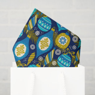 Christmas Decorations Blue Holiday Ornaments Tissue Paper