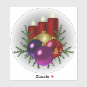 Christmas Decorations, candles and baubles,