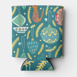 Christmas decorations colourful pattern. can cooler