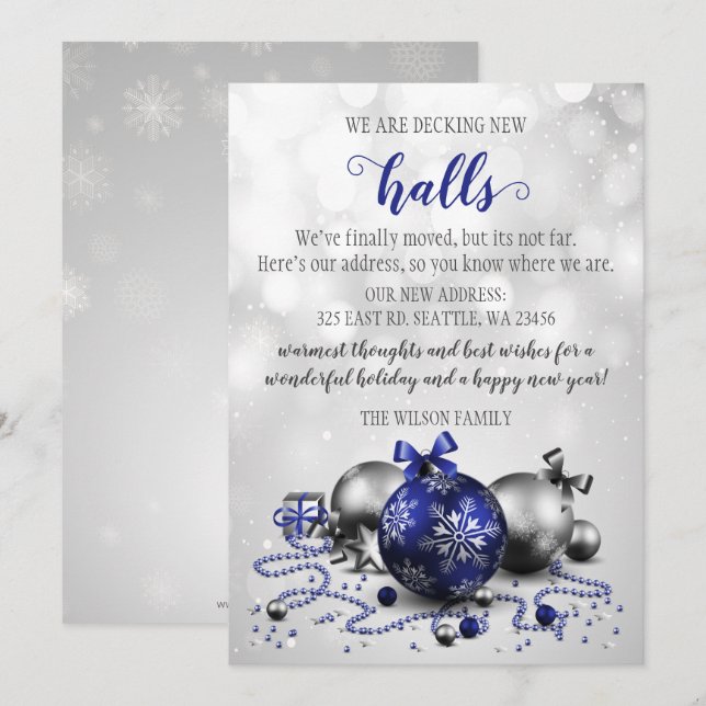 Christmas Decorations Decking The New Halls Moving Holiday Card (Front/Back)