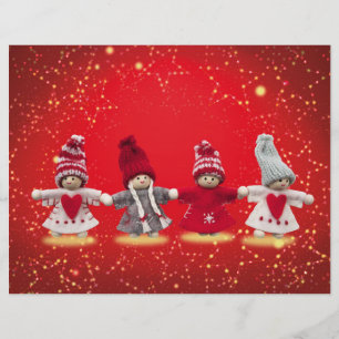 Christmas decorations on a red background flyer