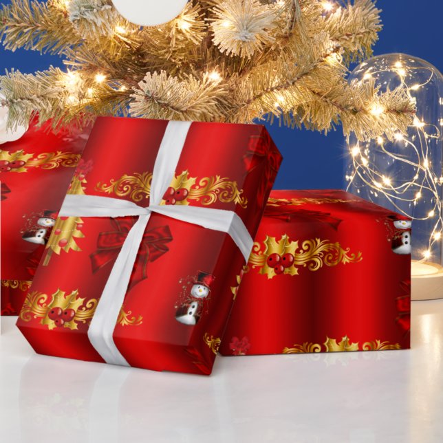 Christmas Decorations on Red Wrapping Paper (Creator Uploaded)