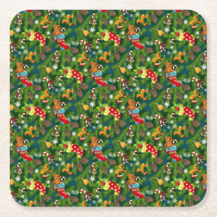 Christmas Decorations Pattern Square Paper Coaster