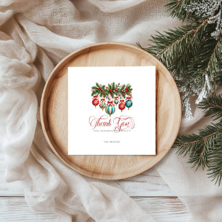 Christmas Decorations Red Retro Typography Napkin