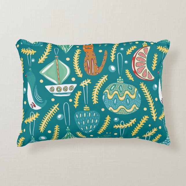 Christmas decorations seamless pattern. Bright col Accent Pillow (Front)