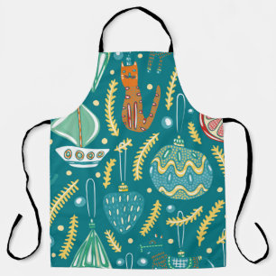 Christmas decorations seamless pattern. Bright col Apron