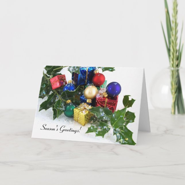 Christmas Decorations Season's Greetings! Holiday Card (Front)