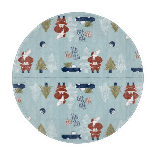 Christmas Decorative Elements Seamless Vintage Cutting Board