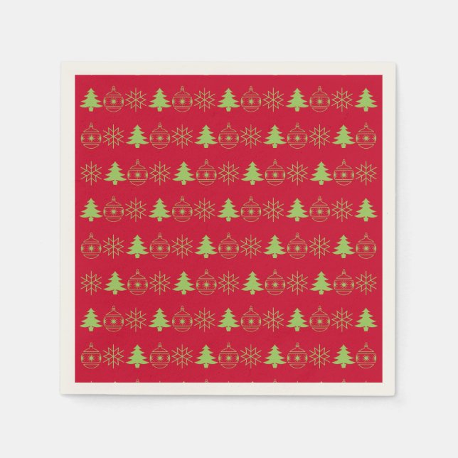 Christmas Decorative Holiday Print Standard Cockta Napkin (Front)
