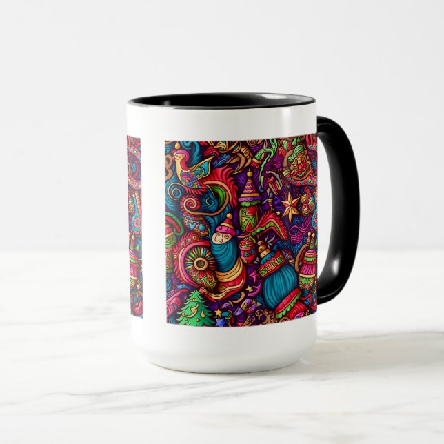 Christmas Decorative Pattern Combo Mug, 15 oz  Mug (Front Right)