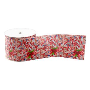 Christmas Decorative Ribbon, Candy Cane Grosgrain Ribbon