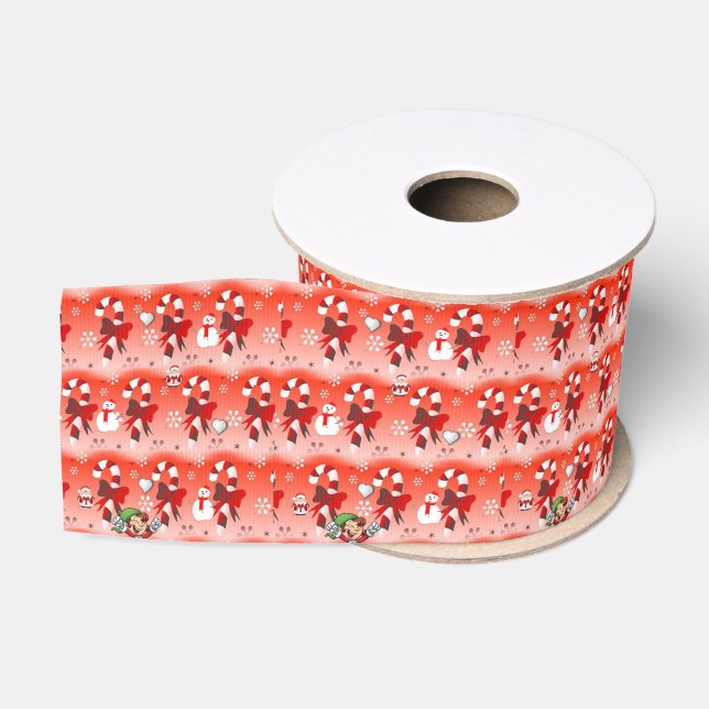 Christmas Decorative Ribbon, Candy Cane Grosgrain Ribbon (Spool)