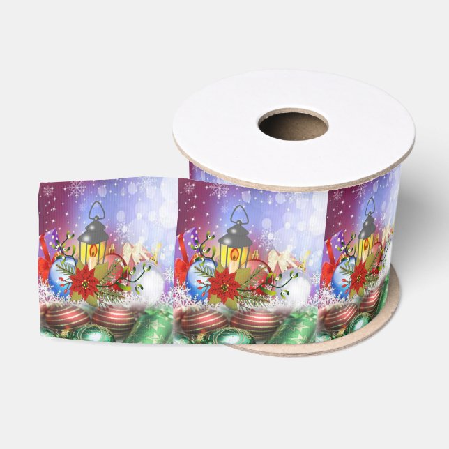 Christmas Decorative Ribbon, Christmas Candle Grosgrain Ribbon (Spool)