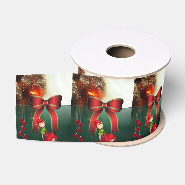 Christmas Decorative Ribbon, Elf Grosgrain Ribbon (Spool)