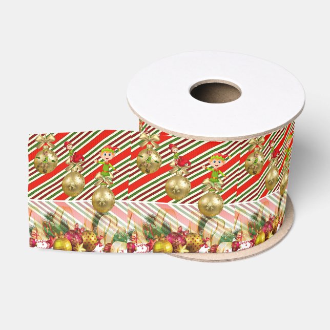 Christmas Decorative Ribbon, Elf Grosgrain Ribbon (Spool)