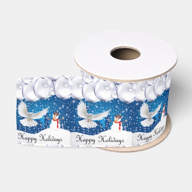 Christmas Decorative Ribbon, Happy Holidays Grosgrain Ribbon (Spool)