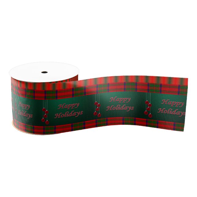 Christmas Decorative Ribbon, Happy Holidays Grosgrain Ribbon (Spool)