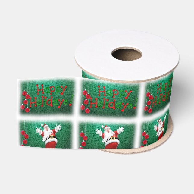 Christmas Decorative Ribbon, Happy Holidays Grosgrain Ribbon (Spool)