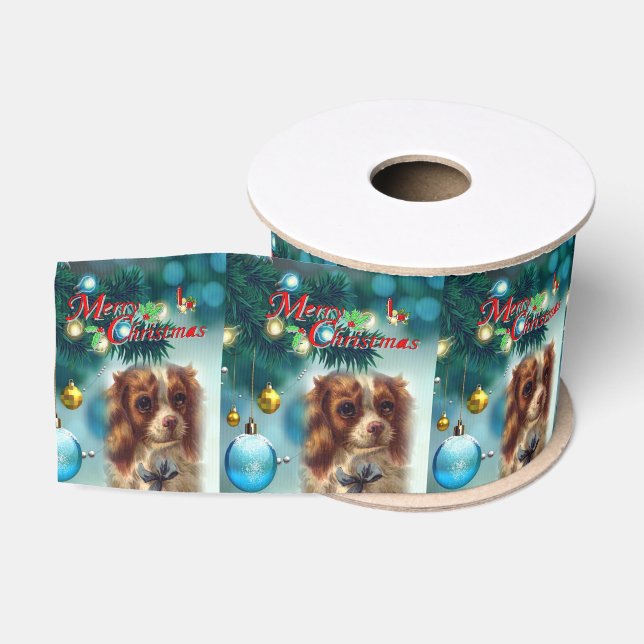 Christmas Decorative Ribbon, Merry Christmas Grosgrain Ribbon (Spool)