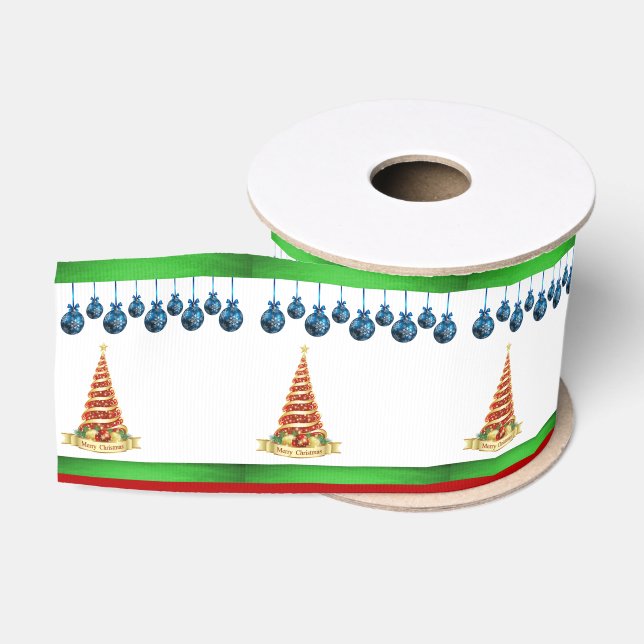 Christmas Decorative Ribbon, Merry Christmas Grosgrain Ribbon (Spool)
