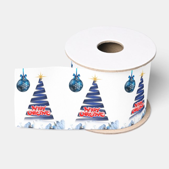 Christmas Decorative Ribbon, Merry Christmas Grosgrain Ribbon (Spool)