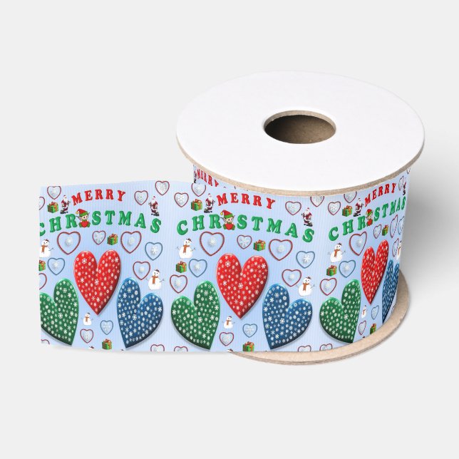 Christmas Decorative Ribbon, Merry Christmas Grosgrain Ribbon (Spool)
