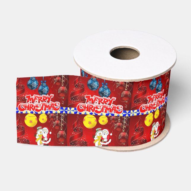 Christmas Decorative Ribbon, Merry Christmas Grosgrain Ribbon (Spool)