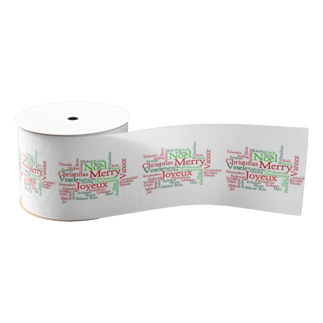 Christmas Decorative Ribbon, Merry Christmas Grosgrain Ribbon (Spool)