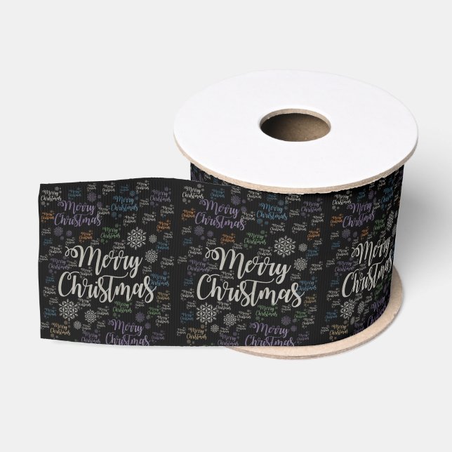 Christmas Decorative Ribbon, Merry Christmas Grosgrain Ribbon (Spool)