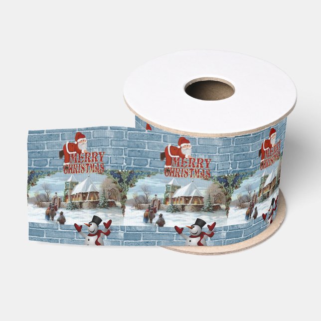 Christmas Decorative Ribbon, Merry Christmas Grosgrain Ribbon (Spool)