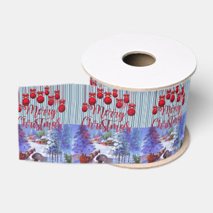 Christmas Decorative Ribbon, Merry Christmas Grosgrain Ribbon