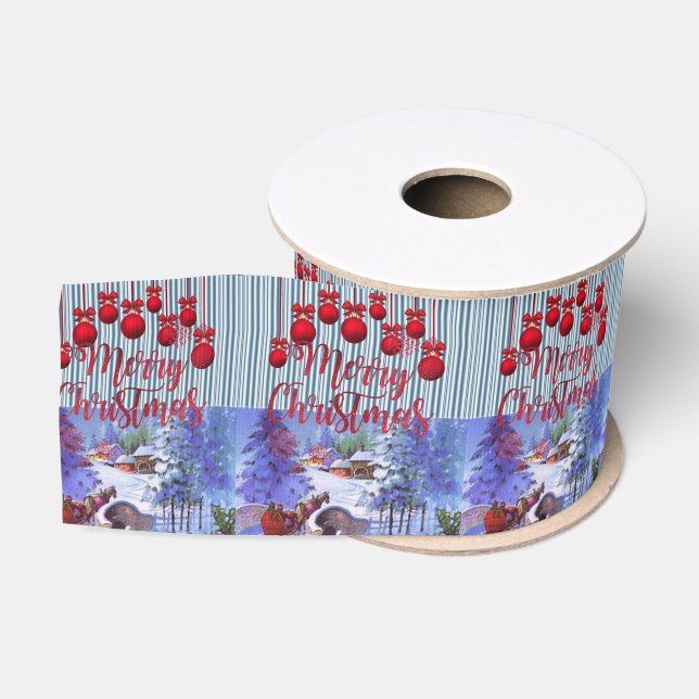 Christmas Decorative Ribbon, Merry Christmas Grosgrain Ribbon (Spool)