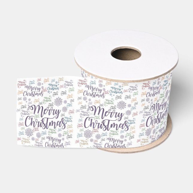 Christmas Decorative Ribbon, Merry Christmas Grosgrain Ribbon (Spool)