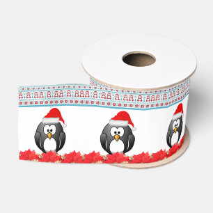 Christmas Decorative Ribbon, Penguin Grosgrain Ribbon