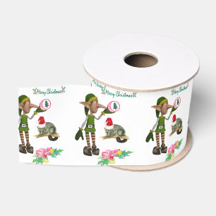 Christmas Decorative Ribbon, Possum Floral Elf  Grosgrain Ribbon