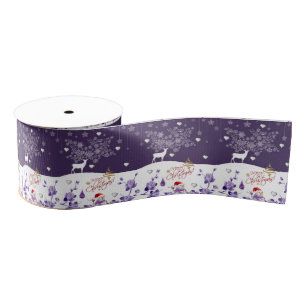 Christmas Decorative Ribbon, Reindeer Grosgrain Ribbon