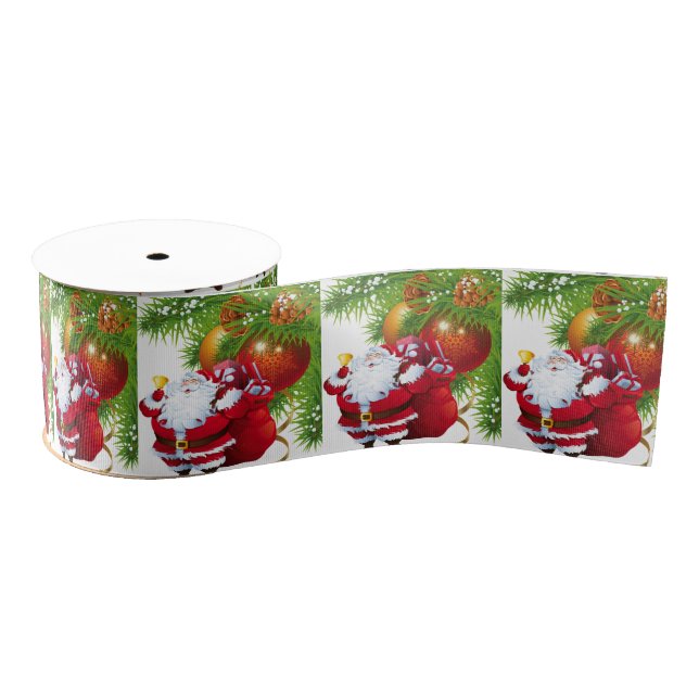 Christmas Decorative Ribbon, Santa Grosgrain Ribbon (Spool)