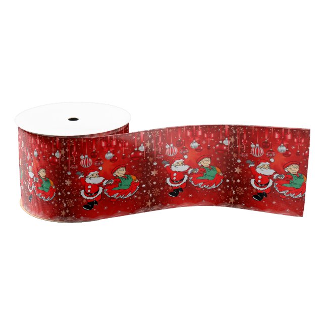 Christmas Decorative Ribbon, Santa Grosgrain Ribbon (Spool)