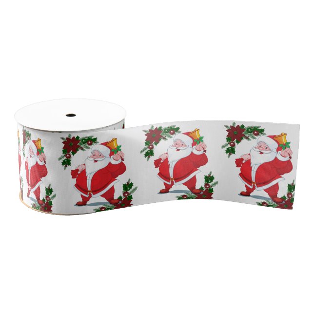 Christmas Decorative Ribbon, Santa Grosgrain Ribbon (Spool)