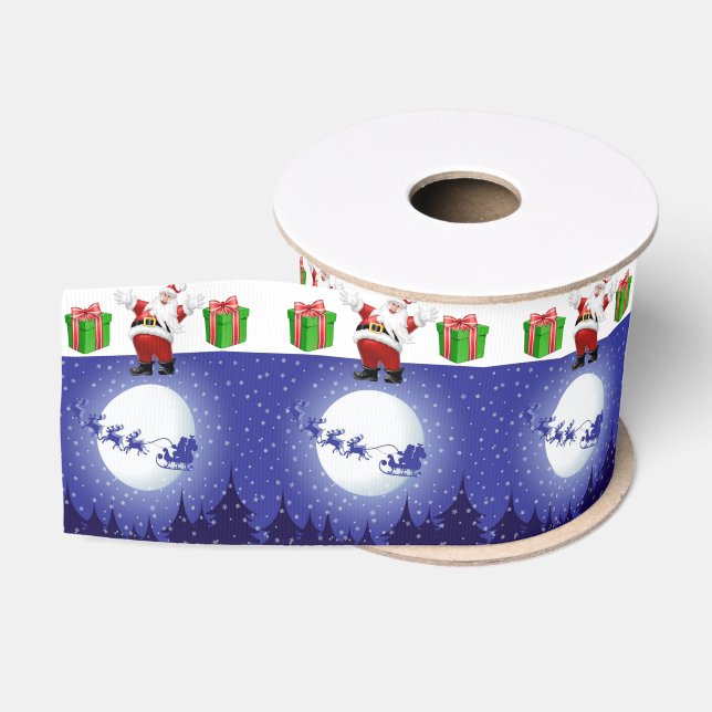 Christmas Decorative Ribbon, Santa Grosgrain Ribbon (Spool)