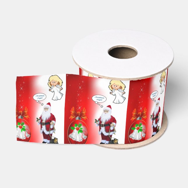Christmas Decorative Ribbon, Santa Grosgrain Ribbon (Spool)