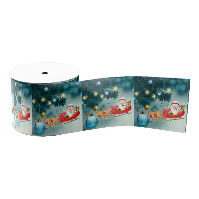 Christmas Decorative Ribbon, Santa Grosgrain Ribbon (Spool)