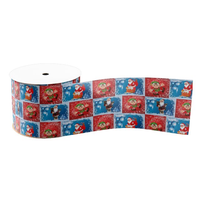 Christmas Decorative Ribbon, Santa Grosgrain Ribbon (Spool)