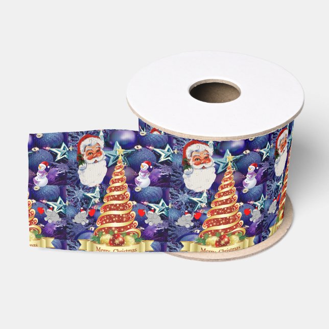 Christmas Decorative Ribbon, Santa Grosgrain Ribbon (Spool)