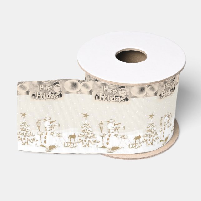 Christmas Decorative Ribbon, Snowman Grosgrain Ribbon (Spool)